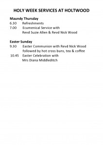 HOLY WEEK SERVICES AT HOLTWOOD